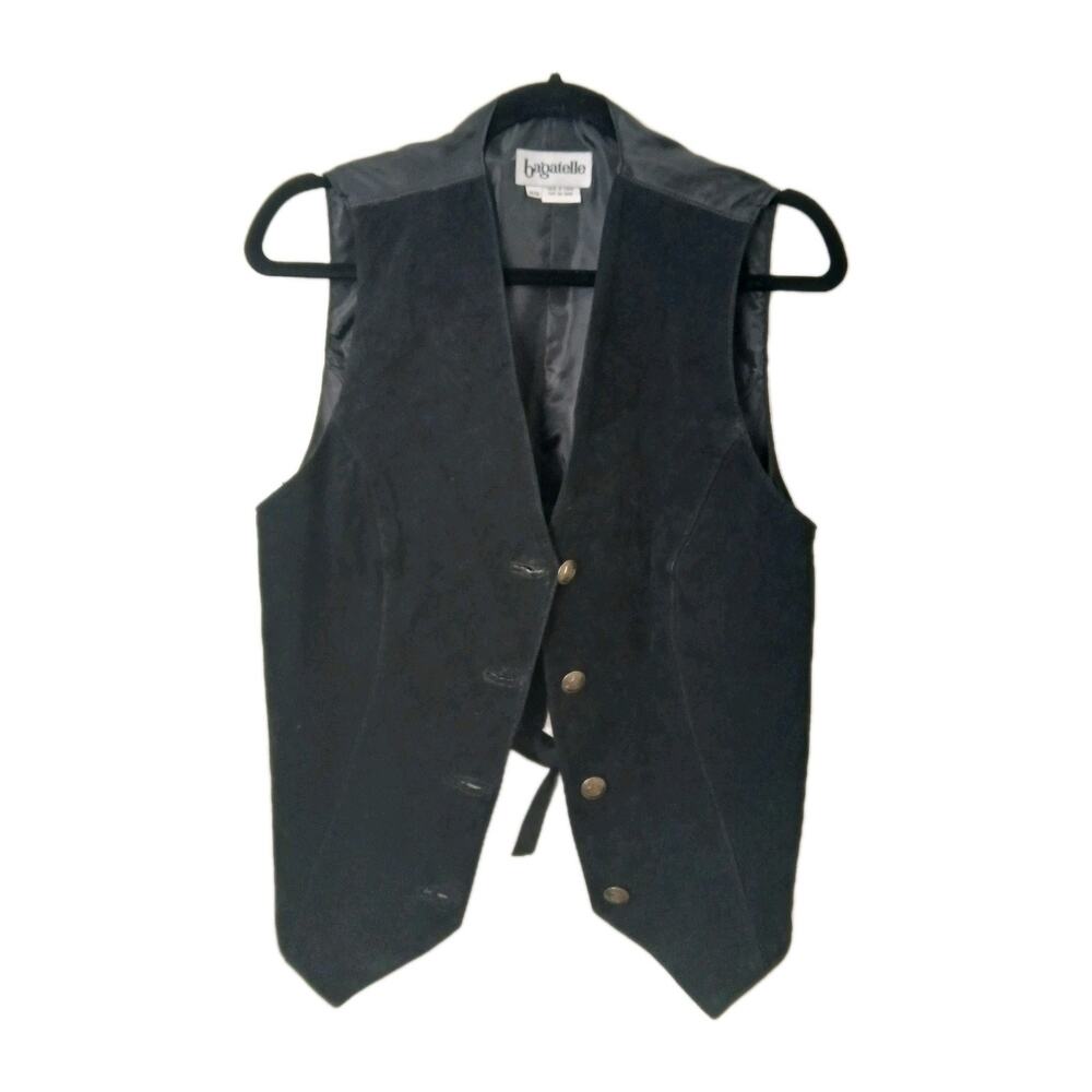 Bagatelle Women's M Black Genuine Leather Button Front Vest Western Cowgirl Boho